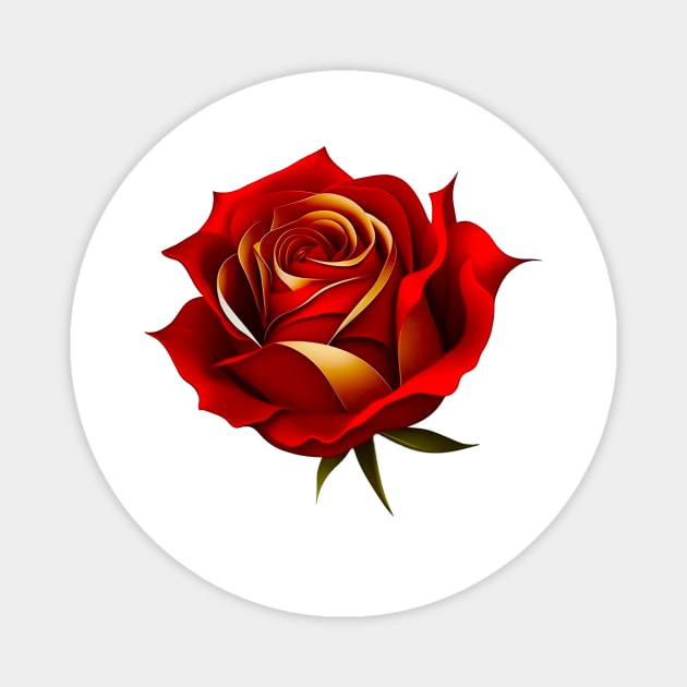 Red Rose Graphic Art Print Magnet by Cre8ily